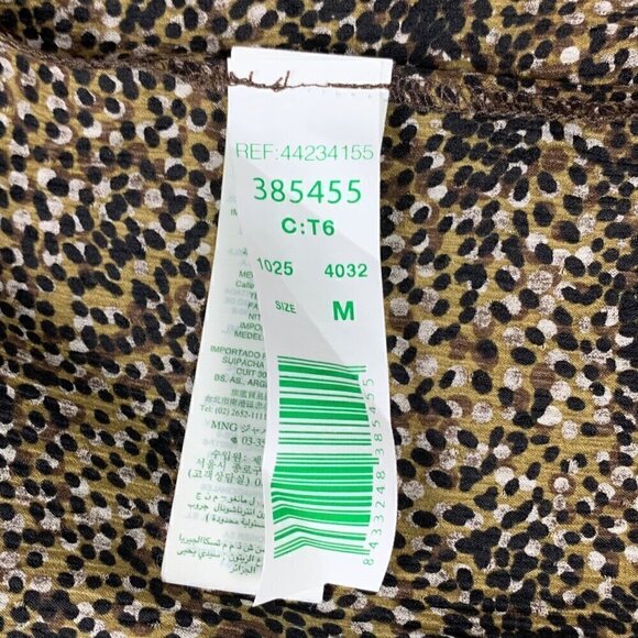 Brown 100% Silk Blouse Sz.6 All-Over Animal Print 100% Long Sleeve Button Up 90s - Picture 13 of 14